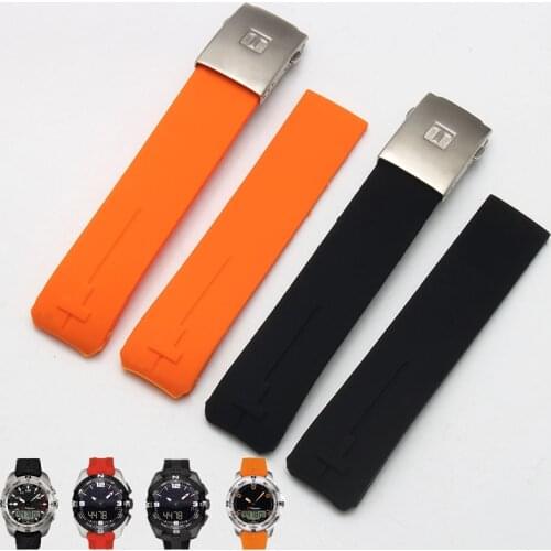 20MM 21MM Black Orange Silicone Rubber Strap FOR Tissot TOUCH COLLECTION EXPERT SOLAR Series T091T013 T081 Mens Watch bracelet