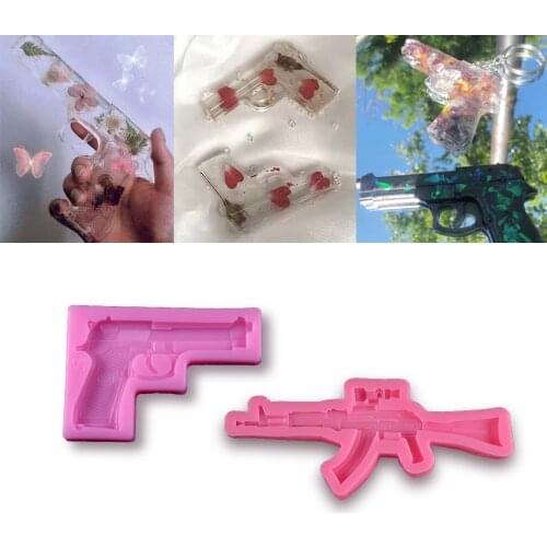 Gun Shape Silicone Mold 3D Embossed Pistol Toy Chocolate Pastry Biscuit Epoxy Resin Mold DIY Kitchen Baking Jewelry Pendant Make