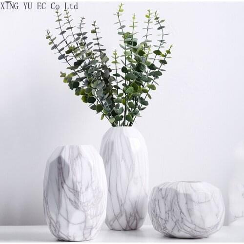 Nordic Marble Ceramic Small Vase Creative Simulation Plant Flower Arrangement Small Vase Living Room Home Decoration Ornaments