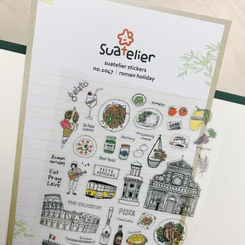 Sonia Italy View PET Cutting Die Sticker Roman Holiday Leaning Tower Of Pisa Ice Cream Closseum Decorative DIY Hobby Crafts