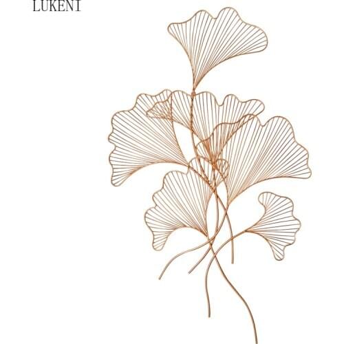 Modern Pendant Iron Art Living Room Background Wall Porch Three-dimensional Creative Wall Hanging Ginkgo Leaf Wall Decoration