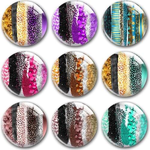 Handmade Animals Leopard Print Brush Stroke Round Photo Glass Cabochons Demo Flat Back DIY Jewelry Making Findings Accessory