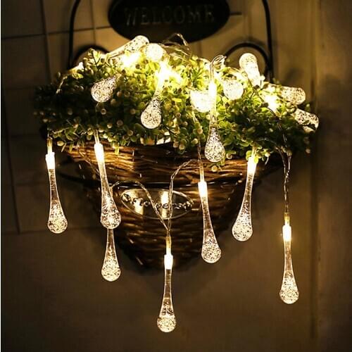 Solar Powered Water Drop Raindrop Led String Lights 30 LED 8 Modes 6m Outdoor Garden Yard Holiday Christmas Decoration Colorful