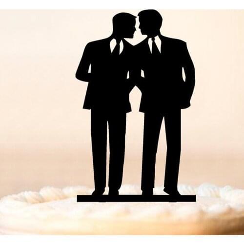 Same Sex Men and Mr Cake Topper,Mr and MR Silhouette Wedding Cake Topper, Wedding Decoration Supplies Cake Topper,as gift