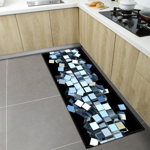 Entrance Doormat Kitchen Mat 3D Geometry Pattern Bedroom Children Floor Decoration Rug Anti-Slip Carpet Hallway Bathroom Balcony