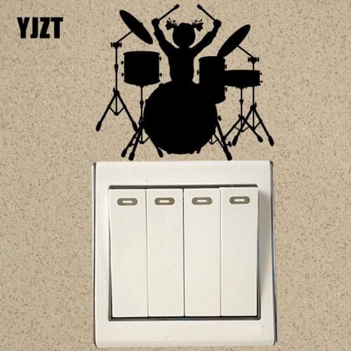 YJZT Drum Kit Musician Drummer For Little Girl Vinyl Light Switch Sticker Bedroom Wall Decal 8SS-2685