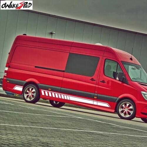 For-Mercedes Benz Sprinter Car Door Sport Stripes Auto Body Side Skirt Sticker Exterior Accessories Racing DIY Vinyl Decals
