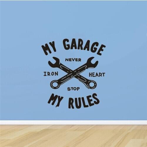 My Garage My Rules Quote Wall Sticker Auto Car Repair Sign Wall Vinyl Decals Boys Kids Children Room Decoration Vinyl Art Murals