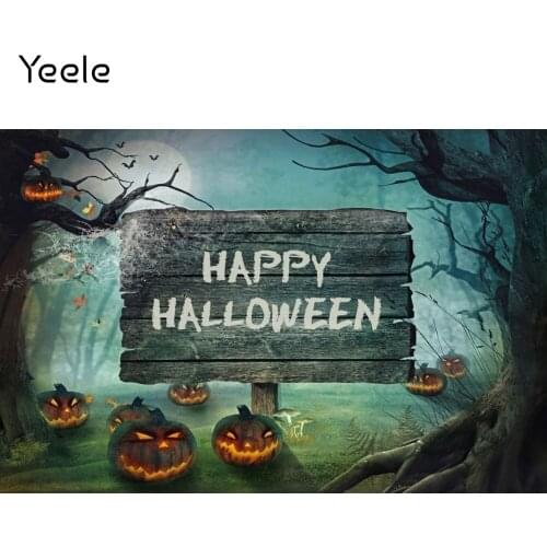 Yeele Photocall Halloween Eve Night Background Pumpkin Lantern Castle Forest Photography Backdrop Props For Baby Photo Studio