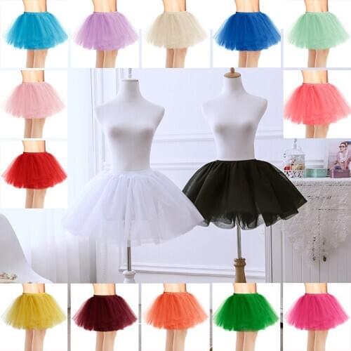 YUNUO Soft Tulle Lolita Petticoat Mini Length Candy Color Tutu Petticoat Underskirt Wedding Crinoline Elasticated Waistband