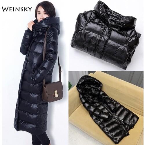 Women Long Down Jacket Hooded White Duck Downr Jackets Winter Warm Coats And Parkas Female Outwear