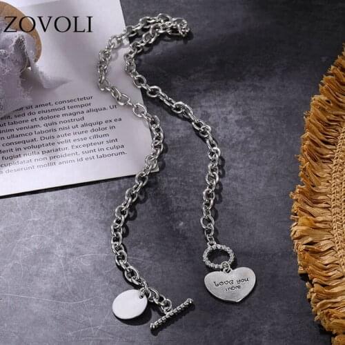ZOVOLI Silver Color Heart Cherry Pendant Necklace Hip Hop Jewelry Gothic Accessories Statement Chains Necklaces For Women