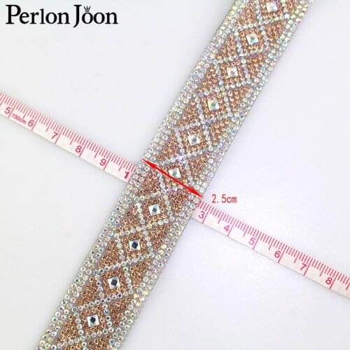 1 yard 2.5cm rhinestone hot fix tape ribbon crystal rhinestone decoration iron trim DIY on clothing accessories shoes TR016