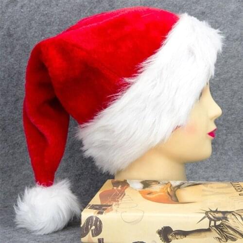 10PC Christmas Cap Thick warm Plush Cute Santa Claus Fancy Dress Hat Christmas Hats Suitable For Children Decor kid santa