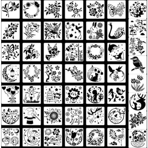 10pc Animal Flowers Bird Stencil DIY Scrapbook Diary Stamping Coloring Embossing Drawing Painting Template Decor Crafts Reusable