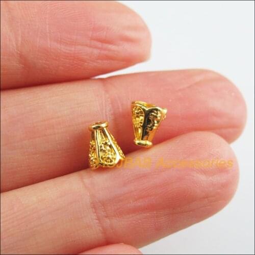 Fashion 120Pcs Gold Color Horn Flower Cone End Bead Caps Connectors 5.5x6.5mm