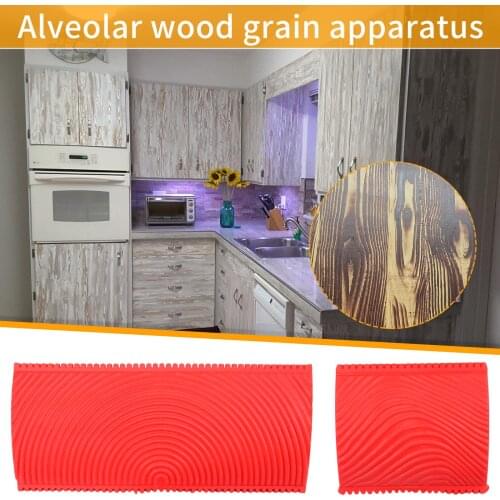 2PCS Hand Pull Construction Tool Wall Painting Tool Imitation Wood Grain Hand Pull Brush Relief Printing Scraper Roller Tools