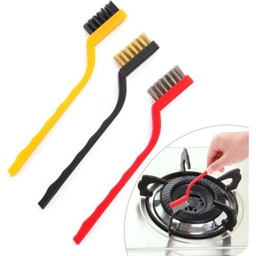 3pcs/set creative gas stove cleaning wire brush kitchen tools metal fiber brush strong decontamination In-depth small gaps clean