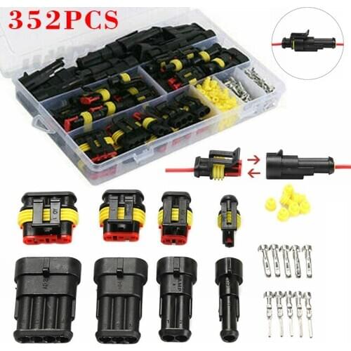 352pcs Car Electrical Connectors Kits Wire Connector Plug 1/2/3/4 Pin Way Waterproof Kits Parts