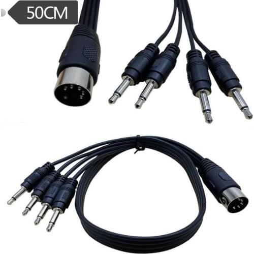 50CM 5 Pin DIN Plug Male to 4 X 3.5MM Female SmartPhone AUX Headphone MONO Jack Adapter Input Cable