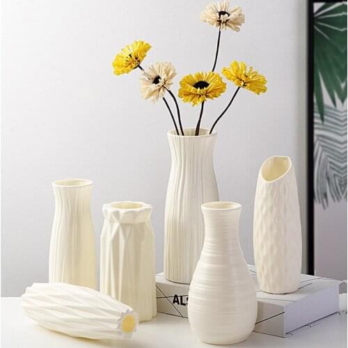 6PCS/set New Modern Home Decoration Creative Simple Small Nordic Plastic Sitting Living Room Flower Vase