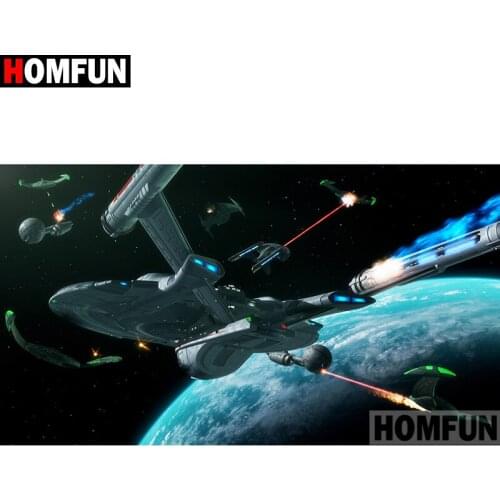 HOMFUN Full Square/Round Drill 5D DIY Diamond Painting "Spaceship scenery" Embroidery Cross Stitch 5D Home Decor Gift A17983