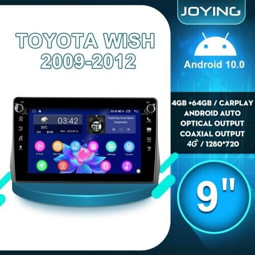 9"Autoradio Android 1 din Stereo Radio HD1280*720 4GB 64GB Head Unit Cassette Carplay Android Auto For Toyota Wish 2009 2012