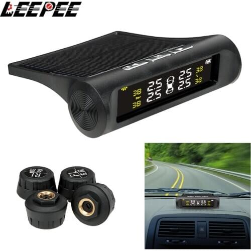 Car TPMS Tyre Pressure Monitoring System Solar Power Digital LCD Display Auto Security Alarm Systems Pressure External Sensor