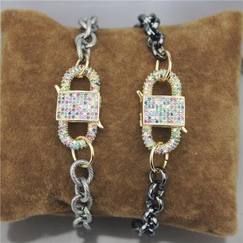 7.5inch 5pcs/lot Handmade cz bracelet,popular cubic zirconia clasp charm,fashion cz jewelry cheap wholesale