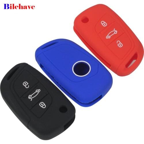 Bilchave 3 Buttons Silicone Remote Car Key Case Cover Fob For Citroen C2 C3 C4 C5 For Peugeot 107 207 307 407 308 607 Holder