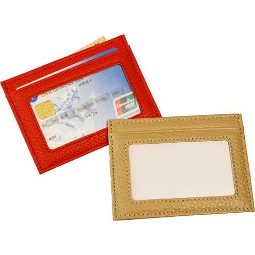 100% Genuine Cow Leather ID Card Holder Candy Color Bank Credit Card Multi Slot Slim Card Case with One Transparent Side Window