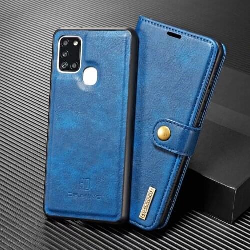 Luxury Real Genuine Leather Card Wallet Flip Fundas TPU Magnetic Cover For Samsung Galaxy A21S A217F A217M A217 Case Coque Shell
