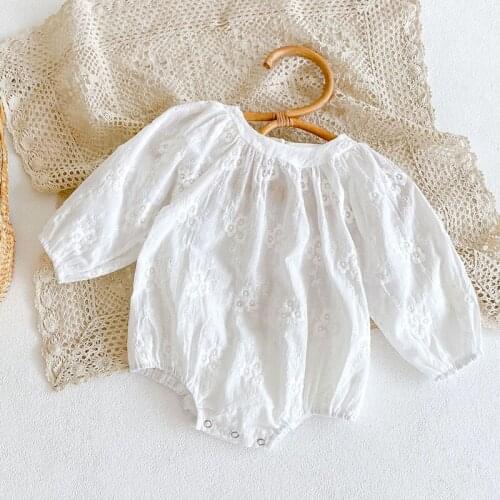 Spring Kids Baby Girl Long Sleeve Pure Color Lace Rompers Autumn Newborn Infant Baby Girl Rompers Baby Girl Clothes Rompers
