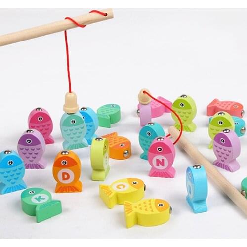 Baby Wooden Fishing Learning Number Letter Toys Montessori Toys Educational Puzzle Teaching Aid Education Toys For Children Gift
