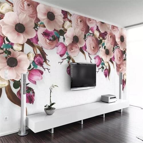 Beibehang Custom wallpaper murals home decor living room photos hand-painted rose flower flower vine modern style mural wall