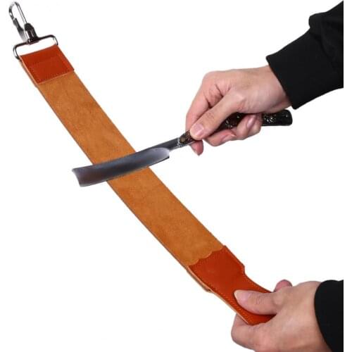 Hot Sale Double-layer Genuine Leather Shaving Strop Straight Razor Sharpener Strap Belt Necessary Shaving Strap Leather Strop