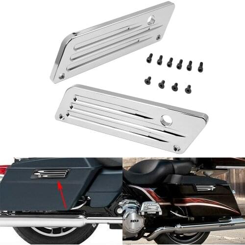Chrome Motorcycle Hard Saddlebag Latch Cover CNC Aluminum Fit For Harley Electra Street Road Glide Road King Touring Models