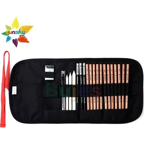 Marco 7500-21BK-opp 20pcs 3H-9B log pole Charcoal drawing pencil Professional sketch pen curtain Set sketch tools art supplies