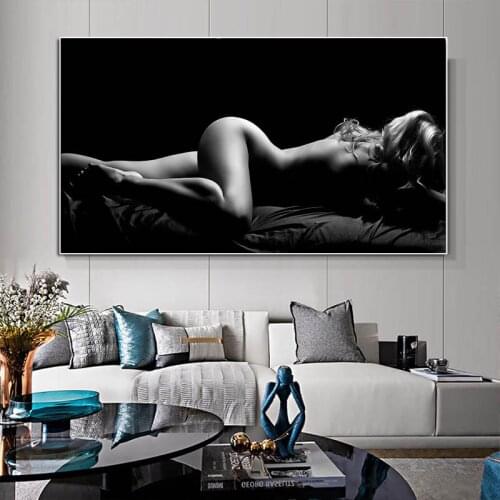 Modern Nude Poster Sexy Sleeping Women Canvas Painting Black and White Body Wall Art Pictures for Cuadros Living Room Decoration