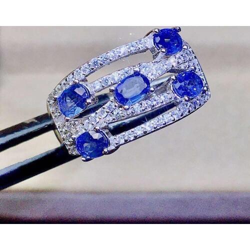 Natural and Real Sri Lanka sapphire Ring 925 sterling silver inlaid Natural sapphire ring High quality For Men or Woman