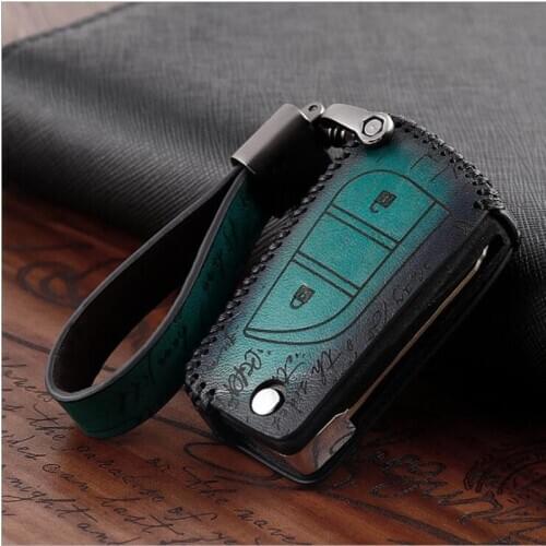 Leather Car Key Case Cover For Toyota Land Cruiser Prado Camry Prius Crown CHR C-HR Fortuner Land Cruiser 200 LC200 Highlander