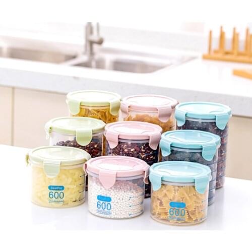 Kitchen Transparent Storage Box Refrigerator Sealed Food Grain Snacks Coffee Can Button Container Household Goods