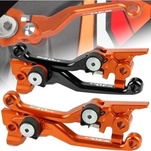 530EXC logo with CNC Motorcycle off-road Pivot Clutch Brake Lever Handle For 530EXC 08 09 10 11 2008 2009 2010 2011 530 EXC EXCR