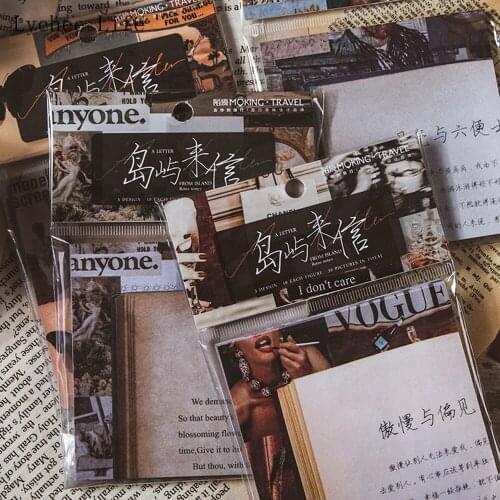 Lychee Life 30Pcs Island Letter Memo Pads Sticky Notes Little Letters Junk Journal Scrapbooking Stickers Stationery Crafts