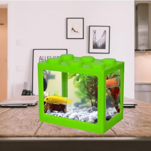 Mini Fish Tank With LED Light Aquarium Fishes Fighting Cylinder Fish Bowls Desktop Aquarium Supplies Turtle Tank Home Decoration