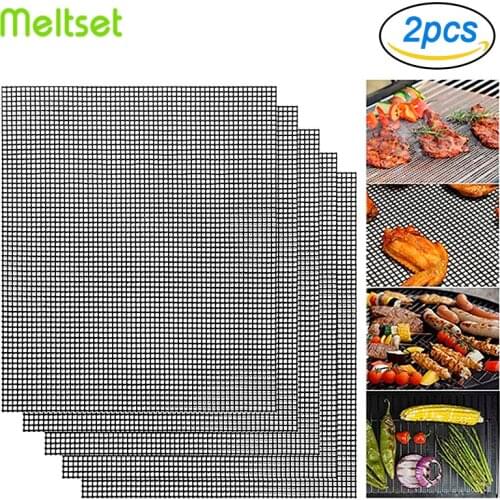 Reusable BBQ Grill Mesh Heat Resistance Barbecue Grill Mat Oven Smoker Baking Grilling Mat Oil Brush BBQ Accessories
