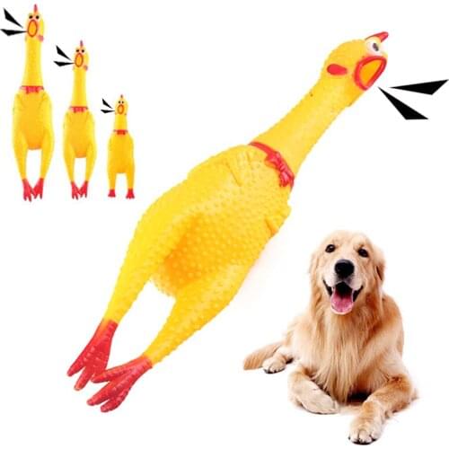 Fashion Pets Dog Squeak Toys Screaming Chicken Squeeze Sound Toy For Dogs Super Durable Funny Yellow Rubber Chicken Dog Chew Toy