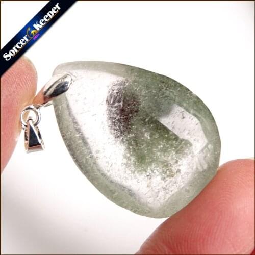 Real Natural Reiki Minerals Healing Green Phantom Quartz Crystal Necklace Pendant Birthday Party Gift for Jewelry Making OS219