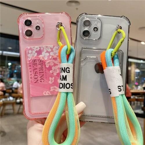 Neon Fluorescent Color Strap Cord Chain Phone Case For Samsung A12 A22 A32 A42 A52 A72 A82 5G A32 Lite A02 A03S A10S M02 M01S