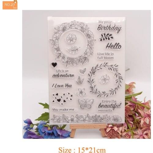 2021 New Butterfly Wreath Clear Silicon Stamps Stencil for DIY Scrapbooking Card Making Photo Album Decora Transparent Craft Die